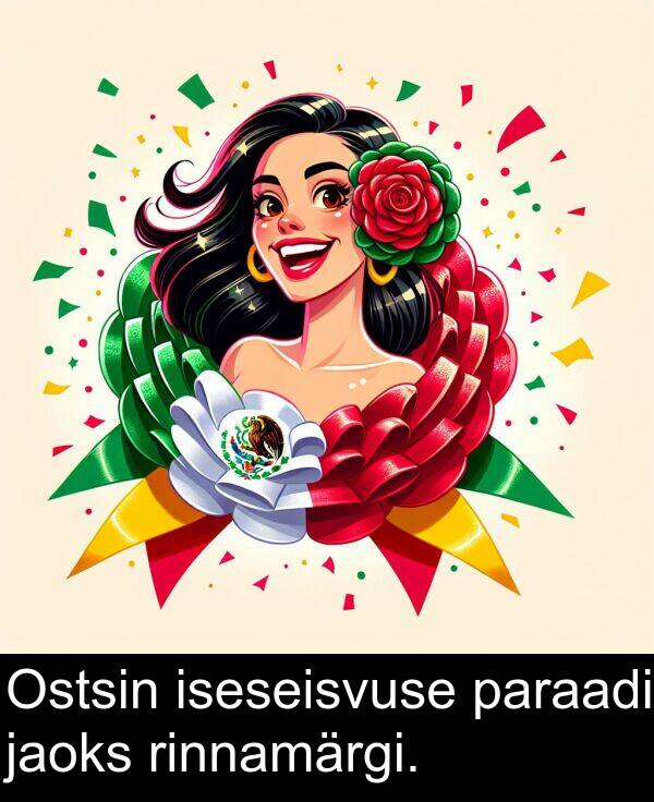 rinnamärgi: Ostsin iseseisvuse paraadi jaoks rinnamärgi.