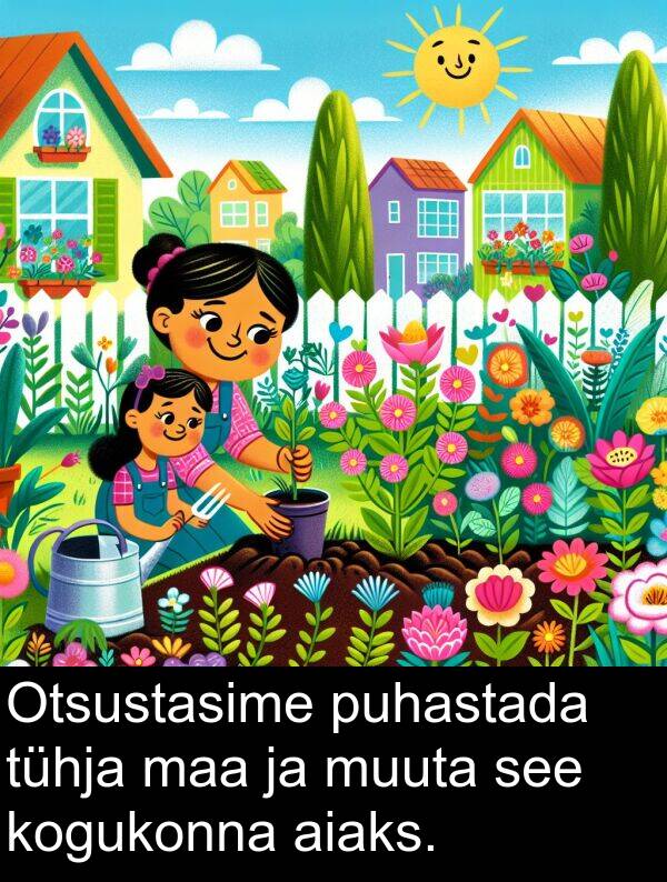 kogukonna: Otsustasime puhastada tühja maa ja muuta see kogukonna aiaks.