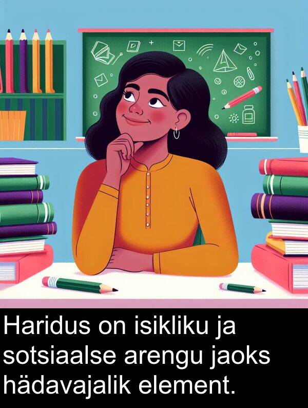 element: Haridus on isikliku ja sotsiaalse arengu jaoks hädavajalik element.