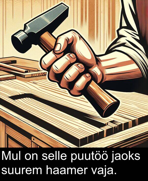 puutöö: Mul on selle puutöö jaoks suurem haamer vaja.