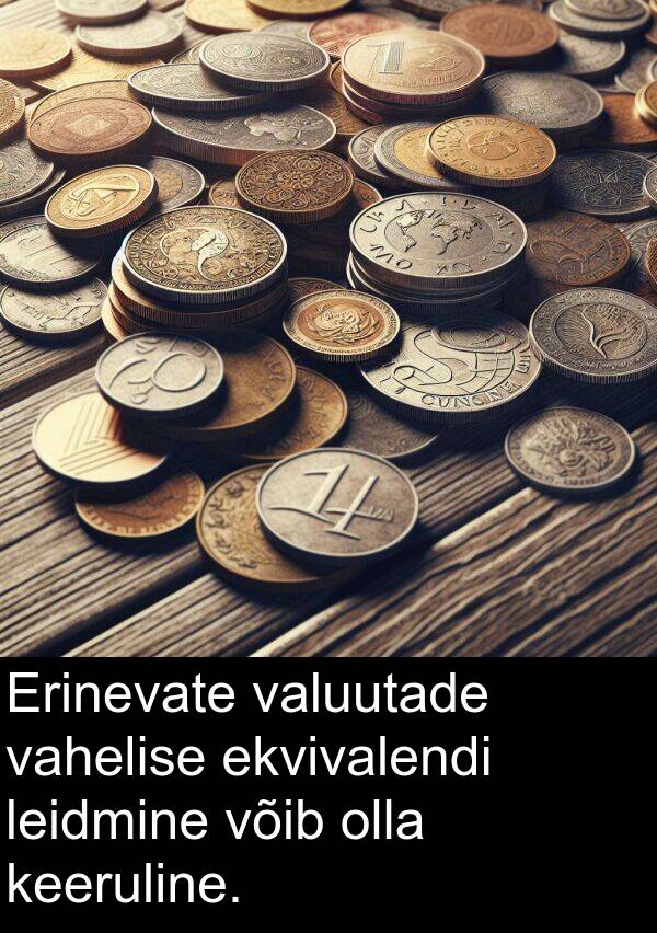 valuutade: Erinevate valuutade vahelise ekvivalendi leidmine võib olla keeruline.