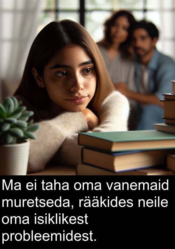rääkides: Ma ei taha oma vanemaid muretseda, rääkides neile oma isiklikest probleemidest.