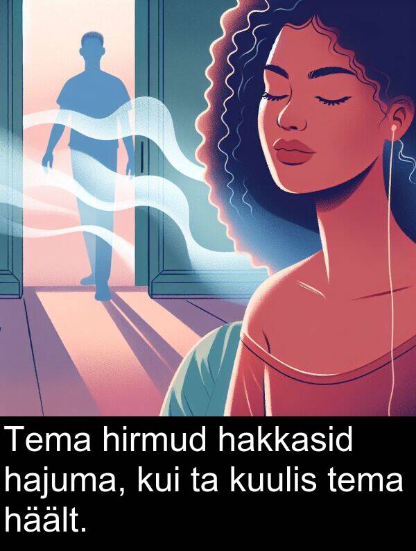 hirmud: Tema hirmud hakkasid hajuma, kui ta kuulis tema häält.