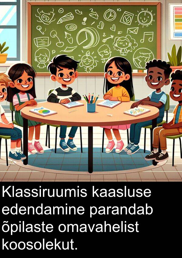 edendamine: Klassiruumis kaasluse edendamine parandab õpilaste omavahelist koosolekut.