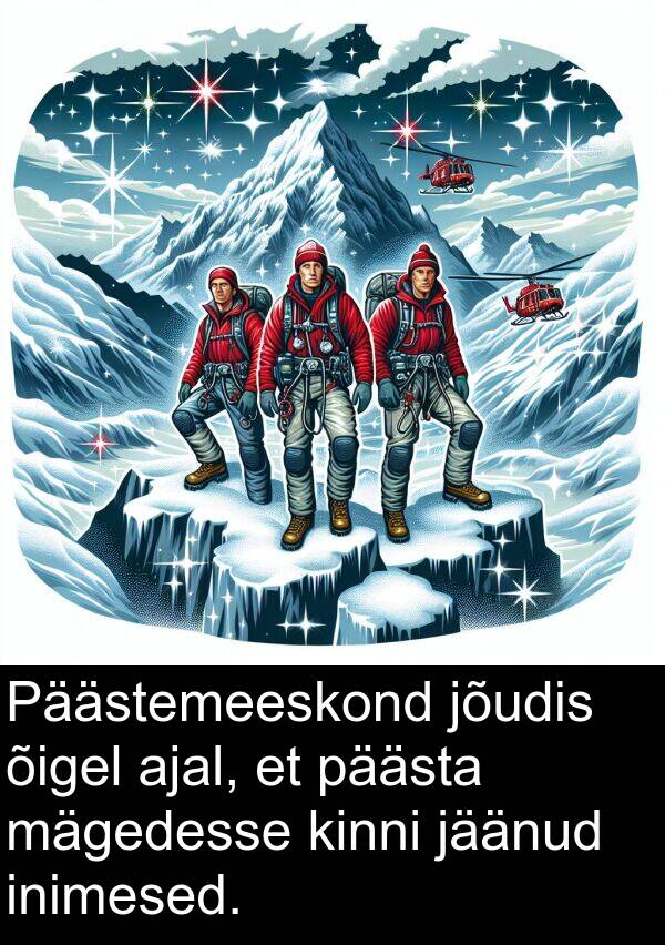 mägedesse: Päästemeeskond jõudis õigel ajal, et päästa mägedesse kinni jäänud inimesed.