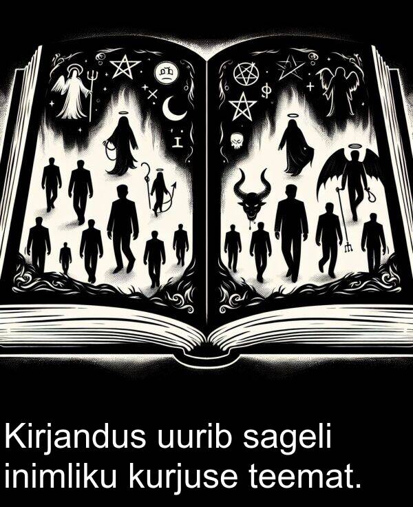 uurib: Kirjandus uurib sageli inimliku kurjuse teemat.