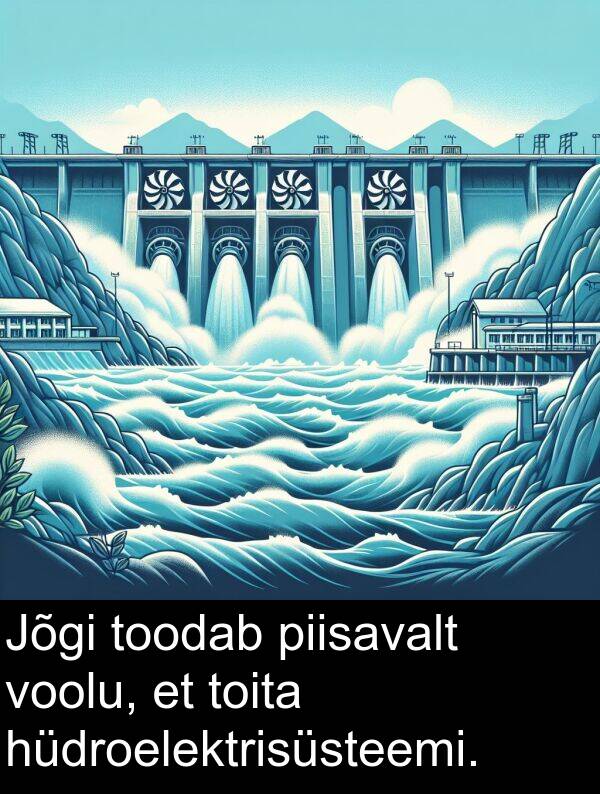 toodab: Jõgi toodab piisavalt voolu, et toita hüdroelektrisüsteemi.