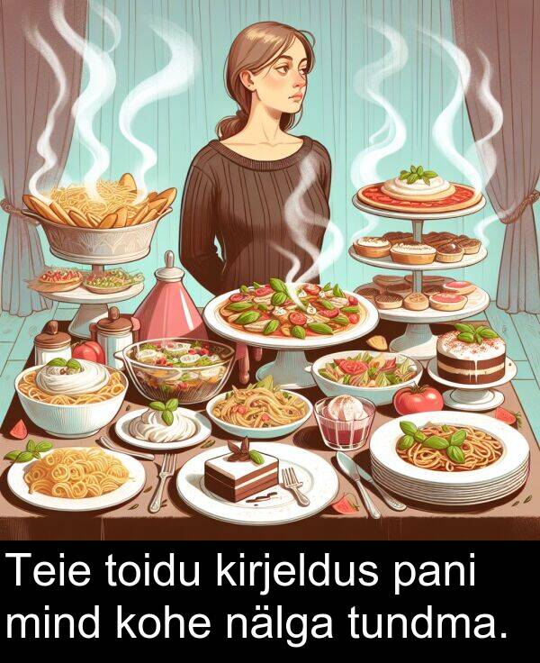 tundma: Teie toidu kirjeldus pani mind kohe nälga tundma.