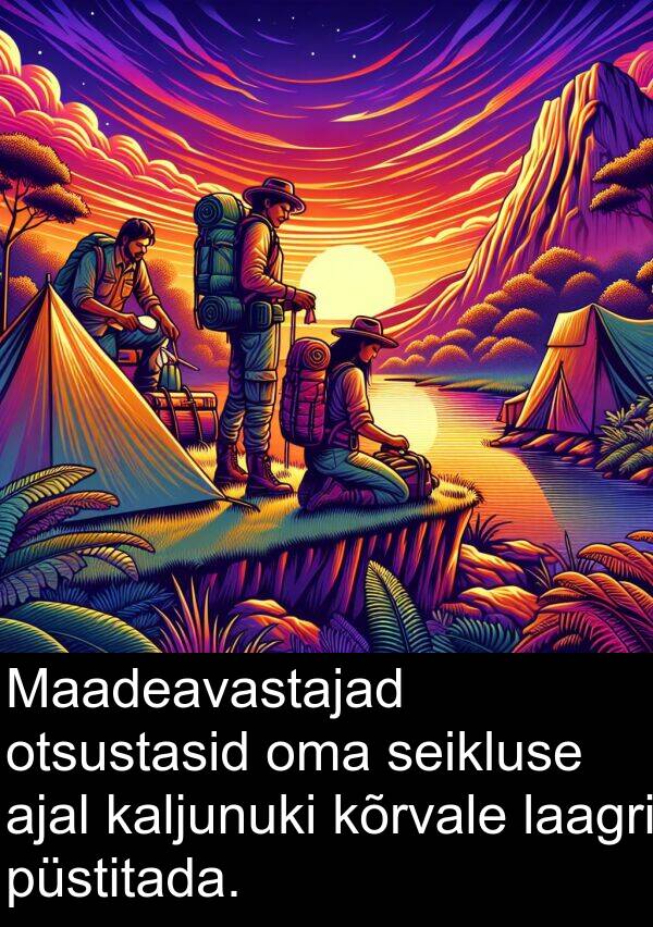 kõrvale: Maadeavastajad otsustasid oma seikluse ajal kaljunuki kõrvale laagri püstitada.