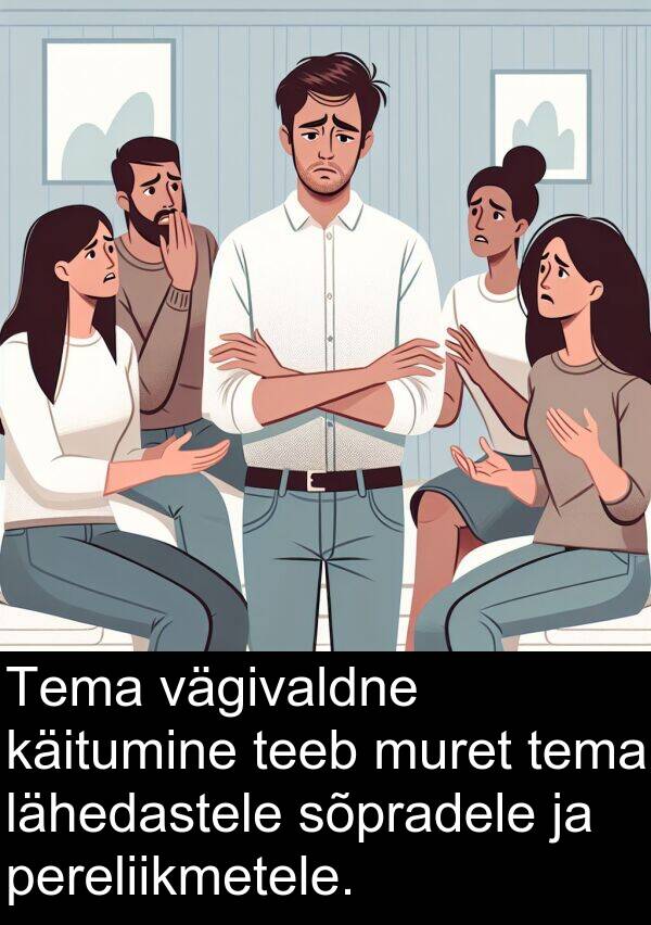 käitumine: Tema vägivaldne käitumine teeb muret tema lähedastele sõpradele ja pereliikmetele.