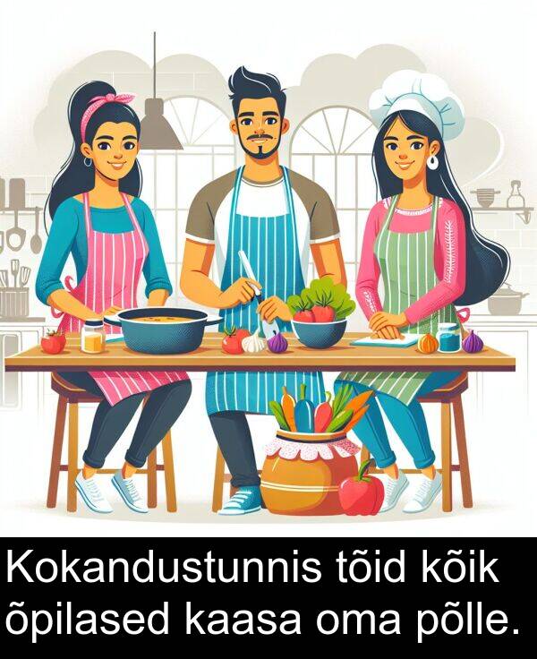tõid: Kokandustunnis tõid kõik õpilased kaasa oma põlle.