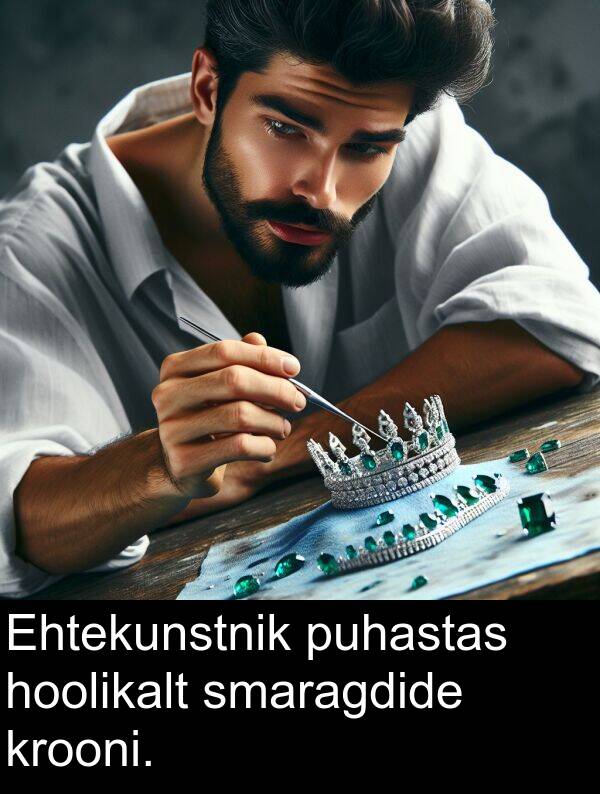 krooni: Ehtekunstnik puhastas hoolikalt smaragdide krooni.
