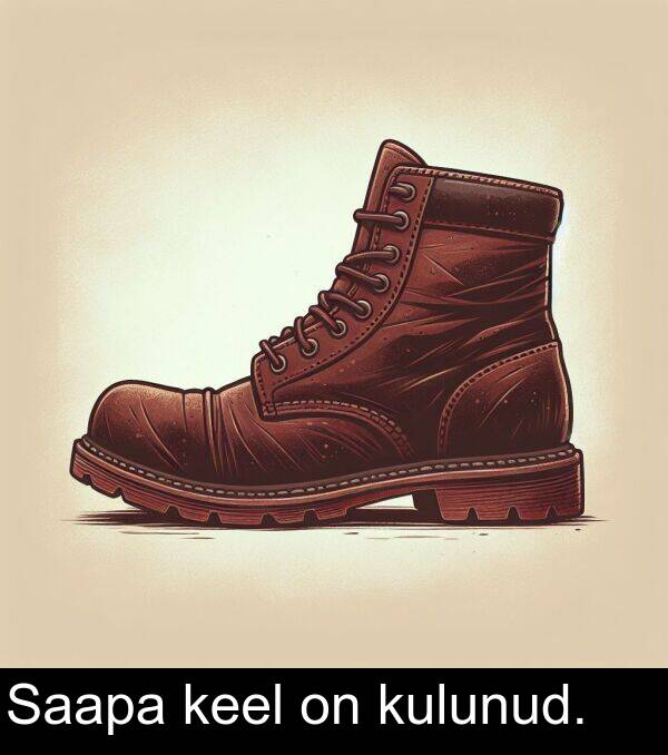 kulunud: Saapa keel on kulunud.