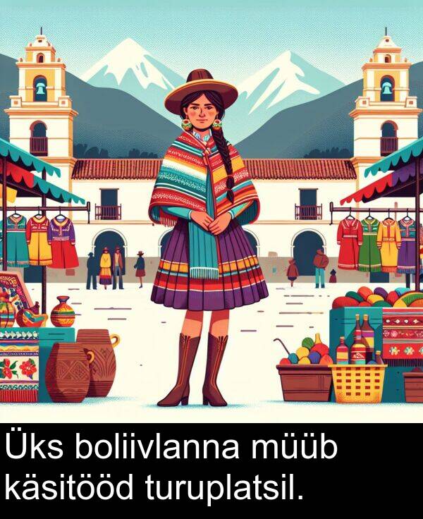 boliivlanna: Üks boliivlanna müüb käsitööd turuplatsil.