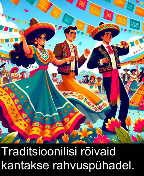 rõivaid: Traditsioonilisi rõivaid kantakse rahvuspühadel.