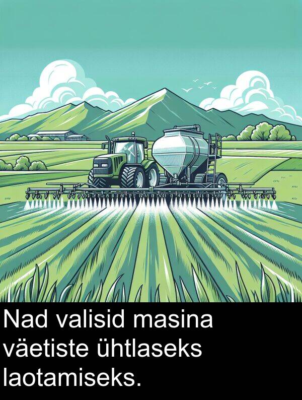 ühtlaseks: Nad valisid masina väetiste ühtlaseks laotamiseks.