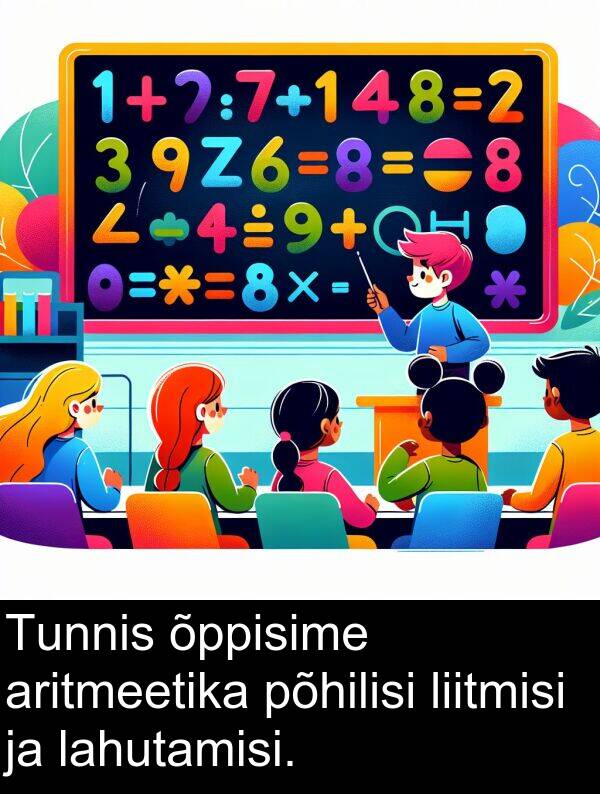 liitmisi: Tunnis õppisime aritmeetika põhilisi liitmisi ja lahutamisi.