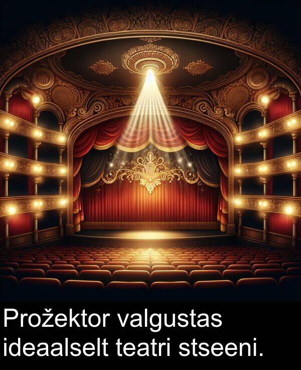 stseeni: Prožektor valgustas ideaalselt teatri stseeni.