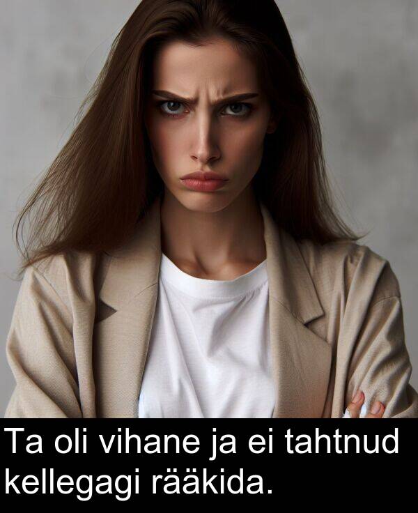 vihane: Ta oli vihane ja ei tahtnud kellegagi rääkida.