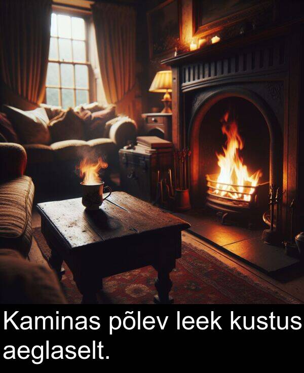 kustus: Kaminas põlev leek kustus aeglaselt.