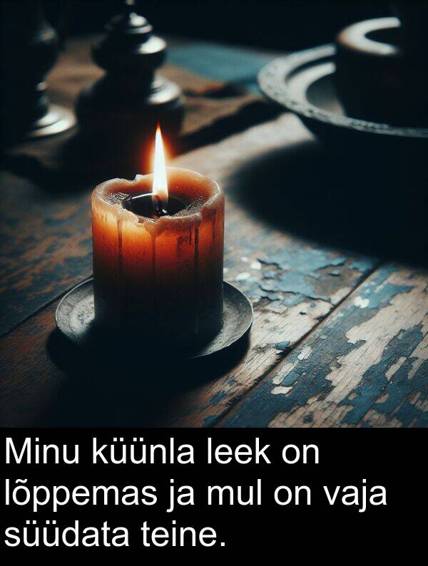lõppemas: Minu küünla leek on lõppemas ja mul on vaja süüdata teine.