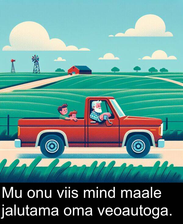 veoautoga: Mu onu viis mind maale jalutama oma veoautoga.