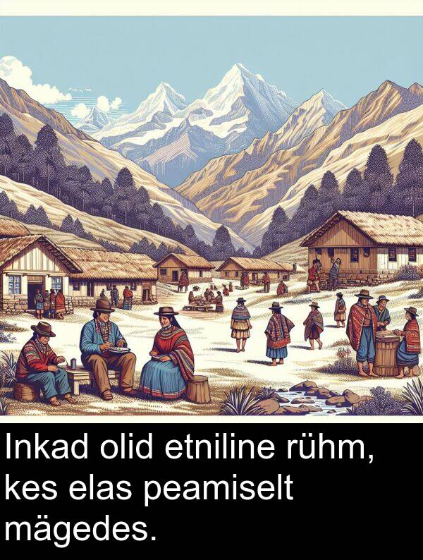 etniline: Inkad olid etniline rühm, kes elas peamiselt mägedes.