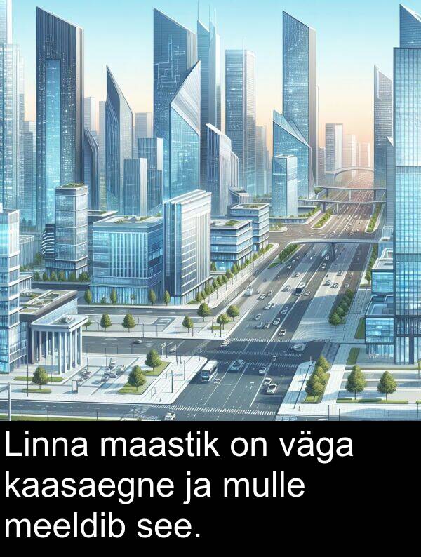 mulle: Linna maastik on väga kaasaegne ja mulle meeldib see.
