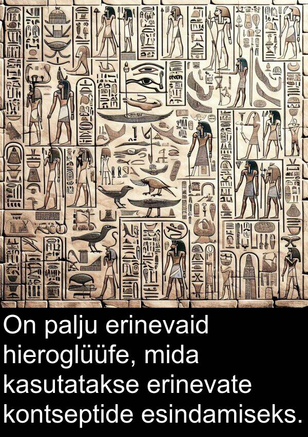 erinevaid: On palju erinevaid hieroglüüfe, mida kasutatakse erinevate kontseptide esindamiseks.