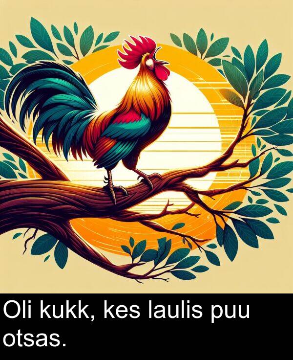 kukk: Oli kukk, kes laulis puu otsas.