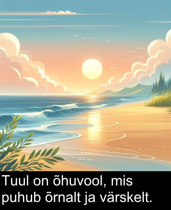 puhub: Tuul on õhuvool, mis puhub õrnalt ja värskelt.