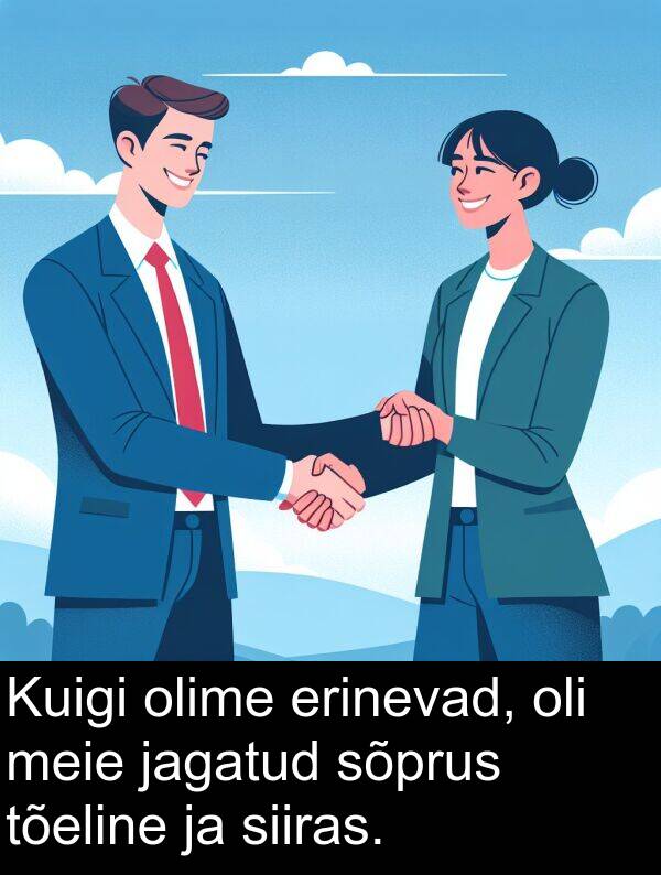 erinevad: Kuigi olime erinevad, oli meie jagatud sõprus tõeline ja siiras.