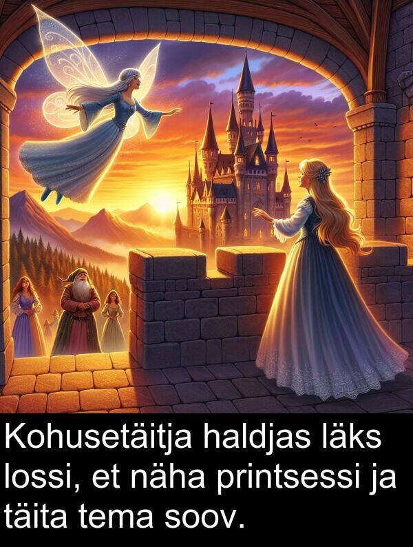 haldjas: Kohusetäitja haldjas läks lossi, et näha printsessi ja täita tema soov.