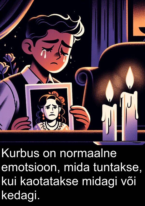 tuntakse: Kurbus on normaalne emotsioon, mida tuntakse, kui kaotatakse midagi või kedagi.