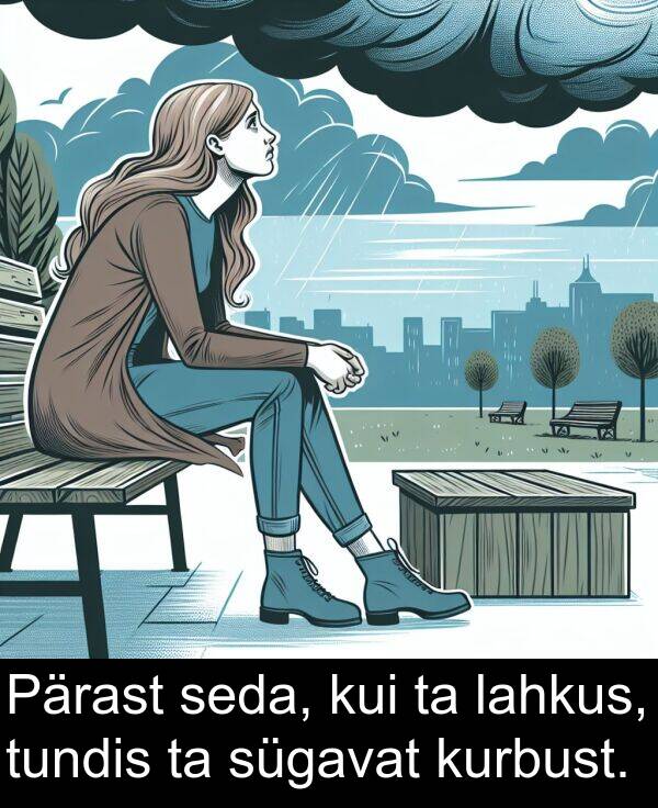 kurbust: Pärast seda, kui ta lahkus, tundis ta sügavat kurbust.