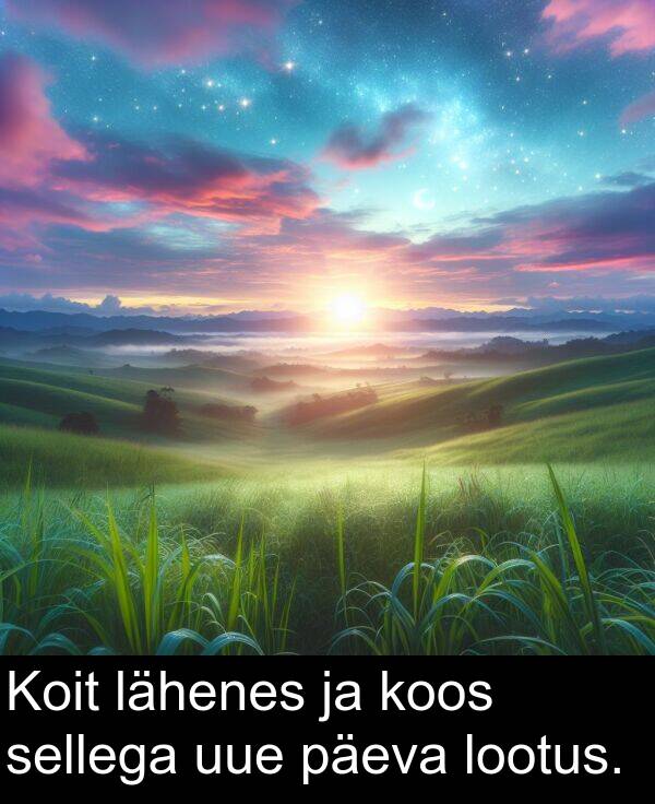 lähenes: Koit lähenes ja koos sellega uue päeva lootus.