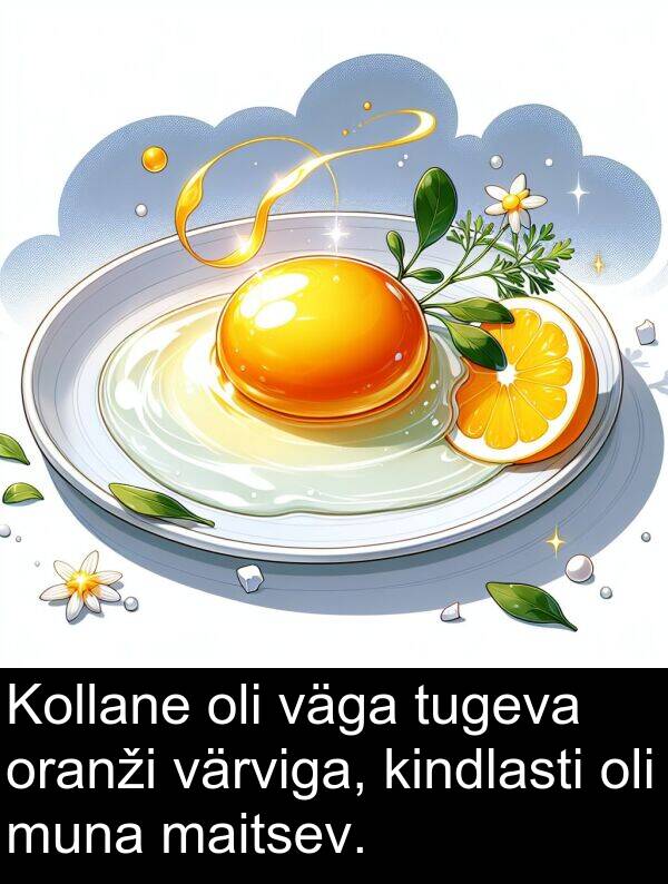 värviga: Kollane oli väga tugeva oranži värviga, kindlasti oli muna maitsev.
