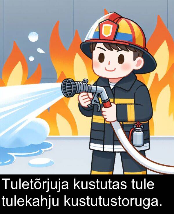 tulekahju: Tuletõrjuja kustutas tule tulekahju kustutustoruga.