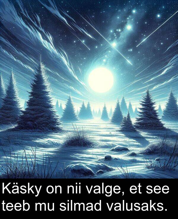 see: Käsky on nii valge, et see teeb mu silmad valusaks.