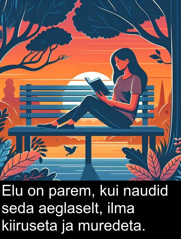 muredeta: Elu on parem, kui naudid seda aeglaselt, ilma kiiruseta ja muredeta.