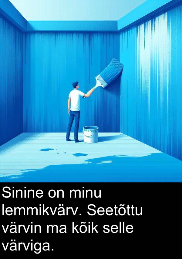 värvin: Sinine on minu lemmikvärv. Seetõttu värvin ma kõik selle värviga.