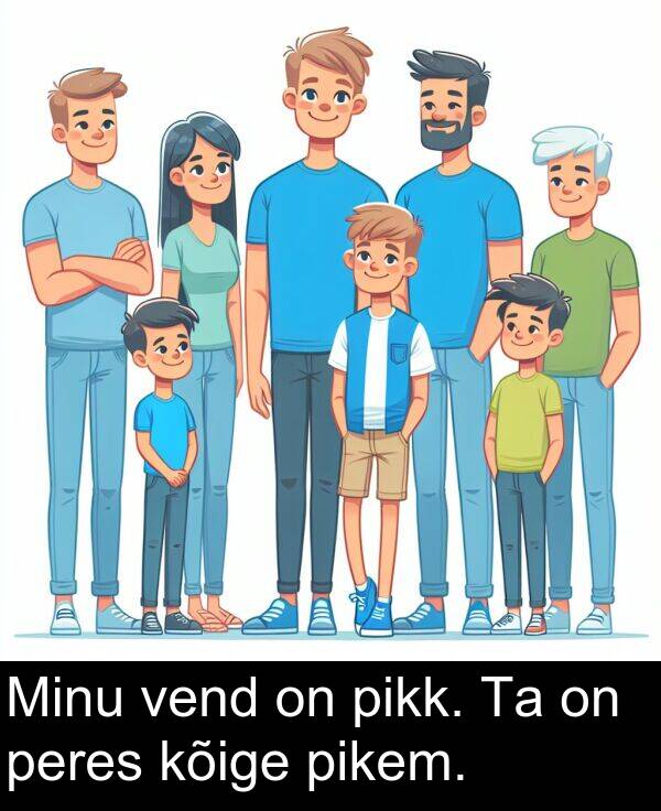 vend: Minu vend on pikk. Ta on peres kõige pikem.