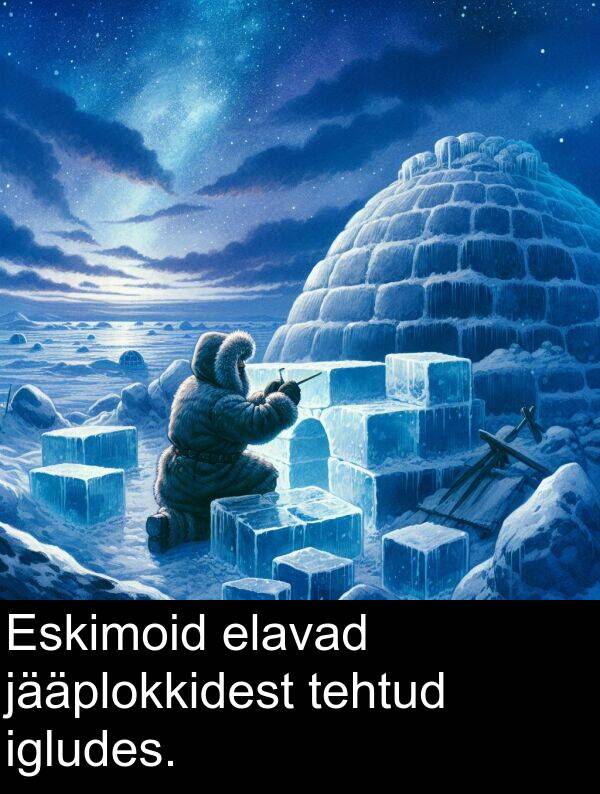igludes: Eskimoid elavad jääplokkidest tehtud igludes.