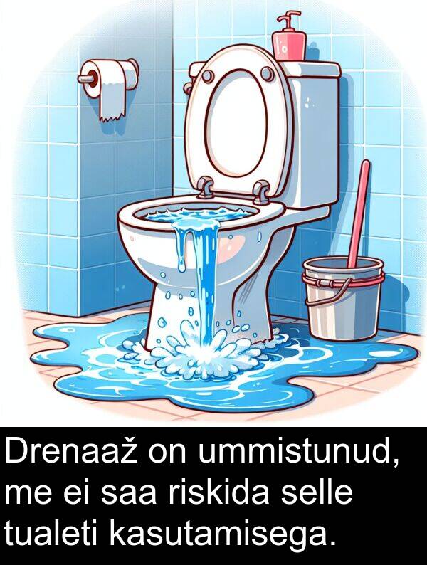 riskida: Drenaaž on ummistunud, me ei saa riskida selle tualeti kasutamisega.