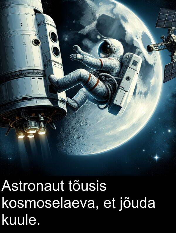 tõusis: Astronaut tõusis kosmoselaeva, et jõuda kuule.