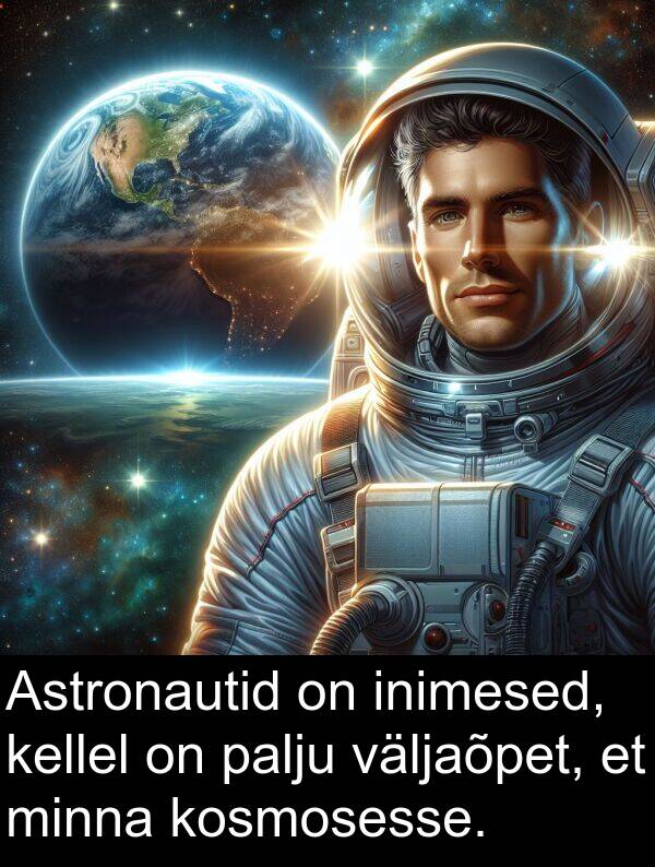 väljaõpet: Astronautid on inimesed, kellel on palju väljaõpet, et minna kosmosesse.