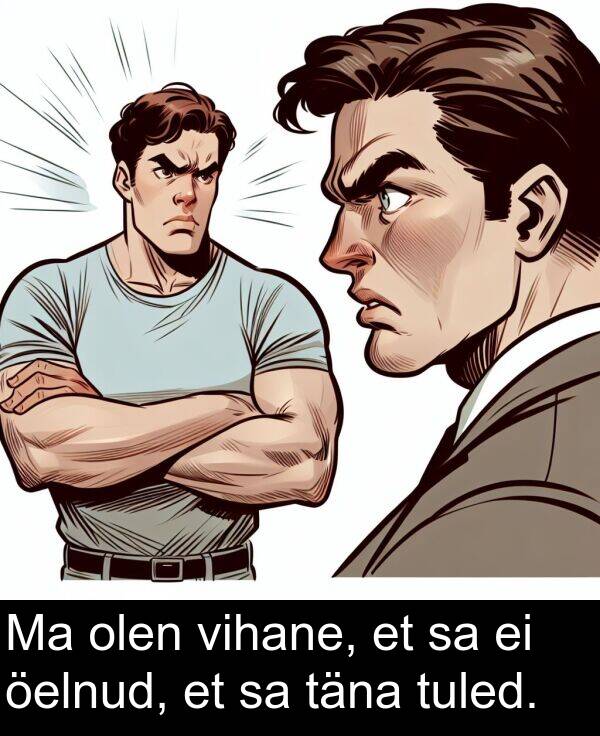vihane: Ma olen vihane, et sa ei öelnud, et sa täna tuled.