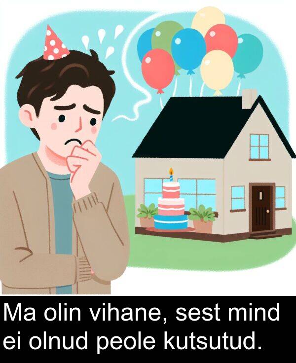 kutsutud: Ma olin vihane, sest mind ei olnud peole kutsutud.