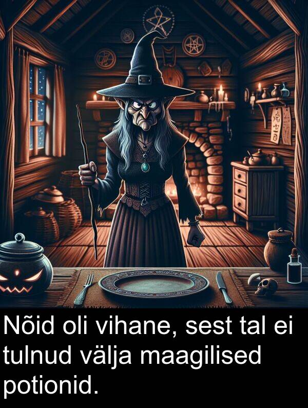 maagilised: Nõid oli vihane, sest tal ei tulnud välja maagilised potionid.