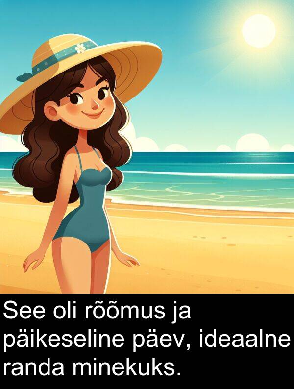 rõõmus: See oli rõõmus ja päikeseline päev, ideaalne randa minekuks.